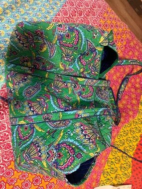 Vera Bradley Large Origional Green Paisley Quilted Duffel Bag